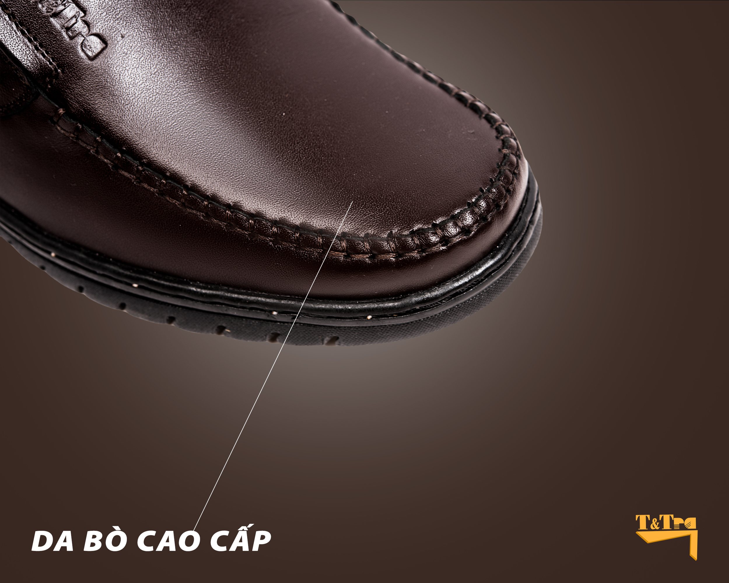 Giày Tăng Chiều Cao Nam T&TRA Tăng Cao 5Cm- S1064 Nâu Tối- Chất Liệu Da Bò Cao Cấp, Đế Cao Su Đúc, Phần Tăng Cao Ẩn Bên Trong