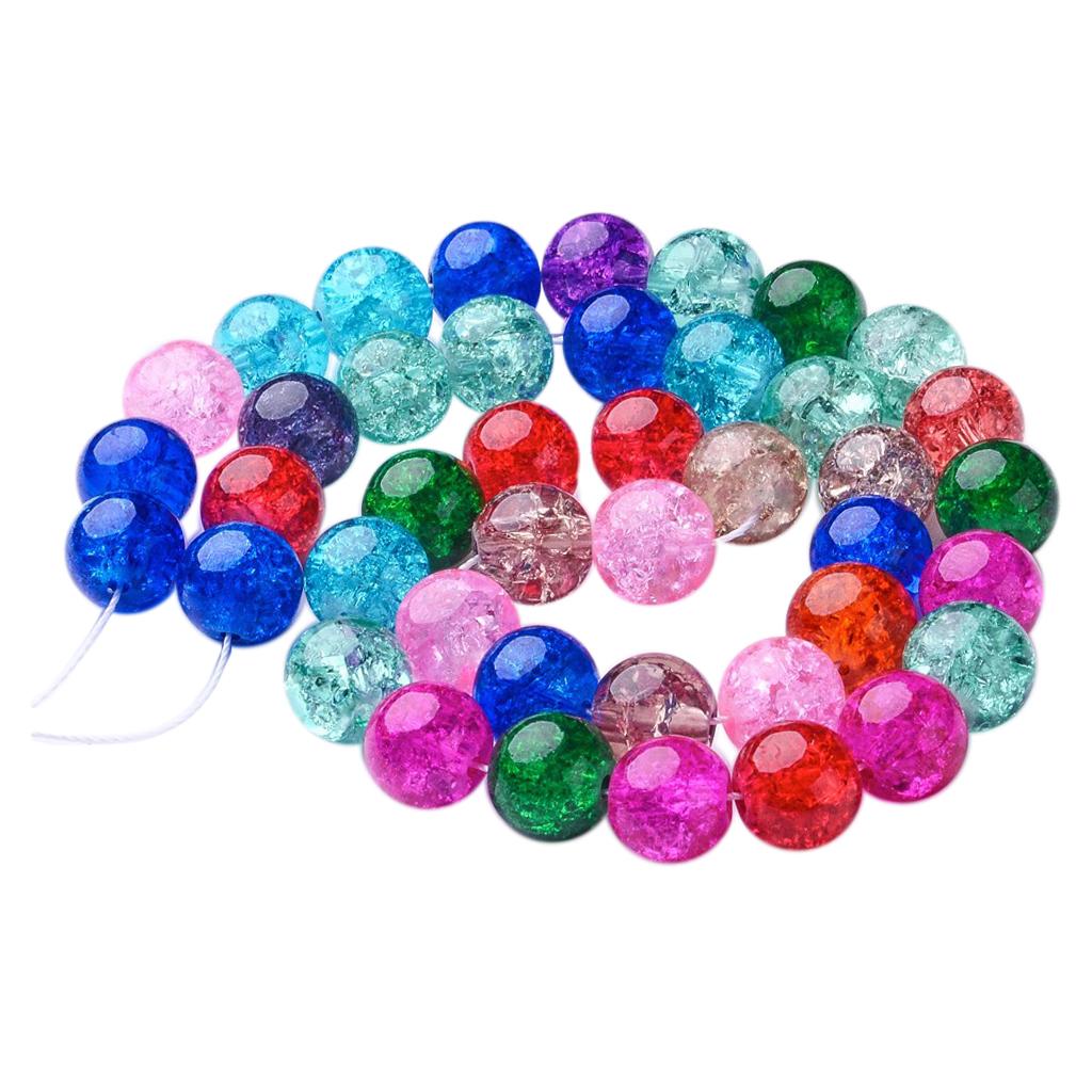 42 Pieces 10mm Glass Crackling Glass Beads Crystal Glass Beads Set Acrylic Beads for Threading Craft Beads