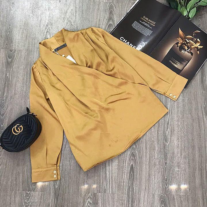 Áo sơmi vạt chéo lụa satin