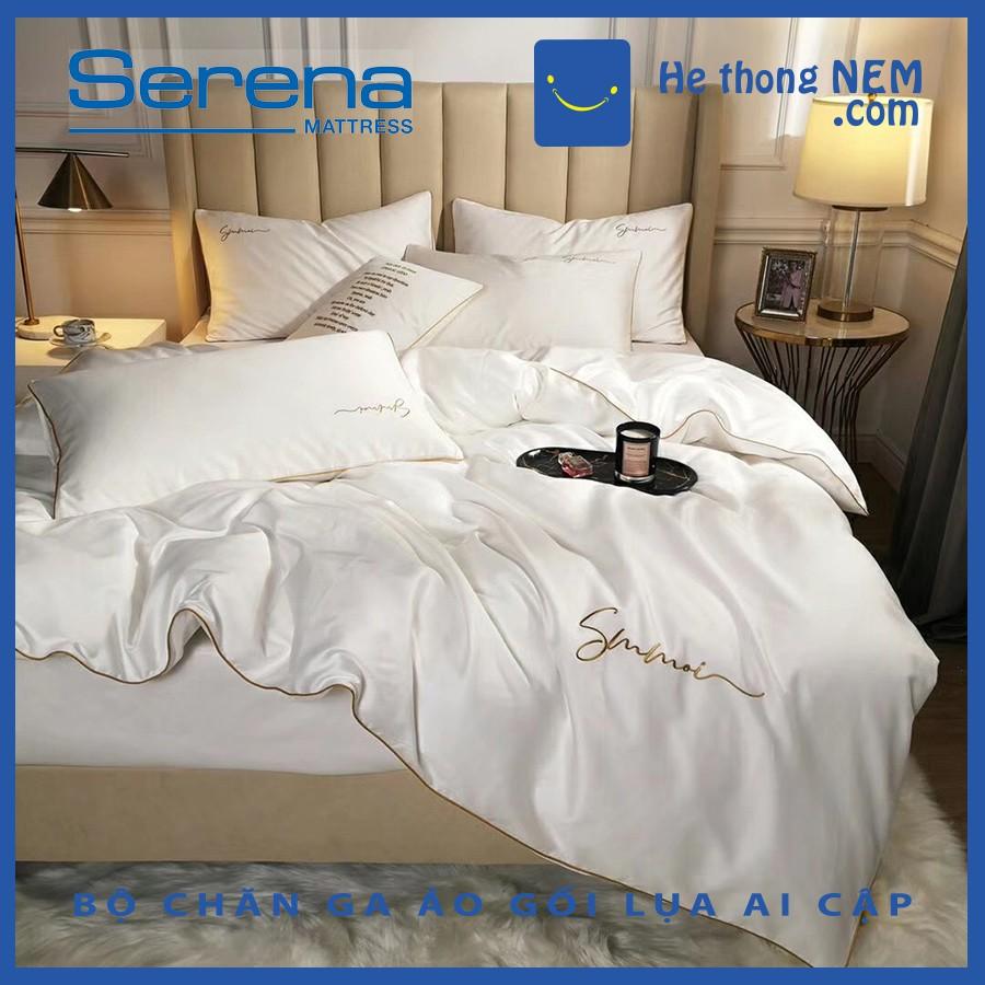 Bộ ra giường Lụa Ai Cập SERENA Tencel Sumoi Cao Cấp set 4 món - 5 món chăn ga vỏ gối - Hệ Thống Nệm