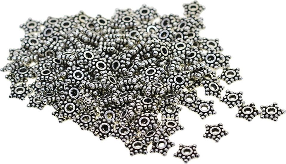 100 Máy Tính 8 Mm Bạc Tây Tạng Mạ Rời Hạt Thủ Công Ngôi Sao Hạt Trang Sức Làm Charm Phụ Kiện Cho Neckalce Vòng T