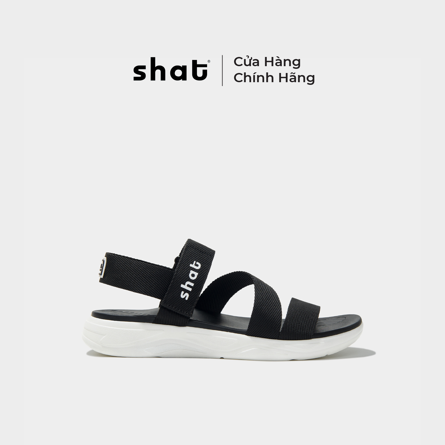 Giày Sandals Unisex Thời Trang Shat Trắng Đen S1M0010