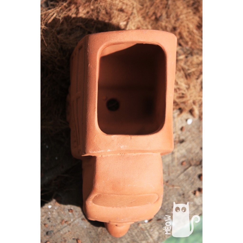 Chậu đất nung xe lam trồng sen đá, xương rồng, cây cảnh