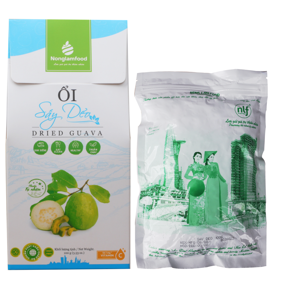 Ổi sấy dẻo Nonglamfood hộp 100g | Bổ sung vitamin C, tăng đề kháng, hỗ trợ ăn kiêng, ăn vặt tốt cho sức khoẻ | Healthy snack