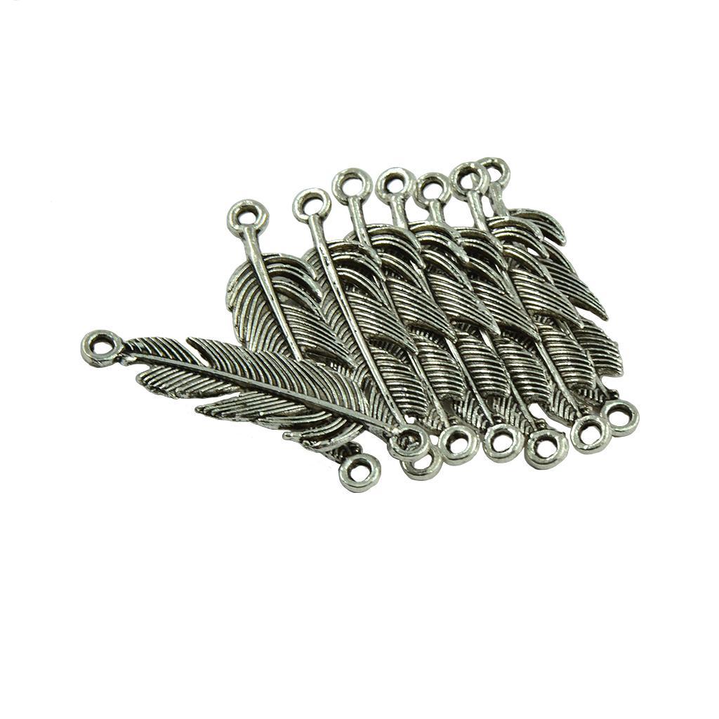 120pcs Vintage Feather Leaf Dream Catcher Charm Pendants Connector DIY Craft