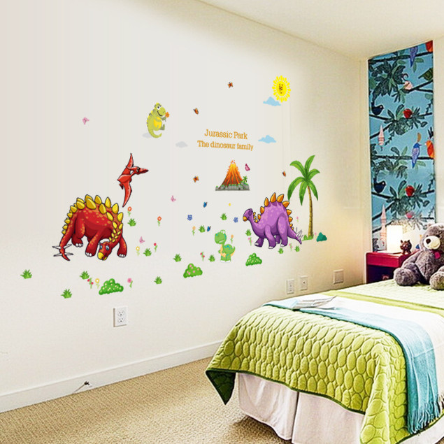 Decal trang trí tường - Khủng Long sắc màu thời cổ cho Bé size lớn