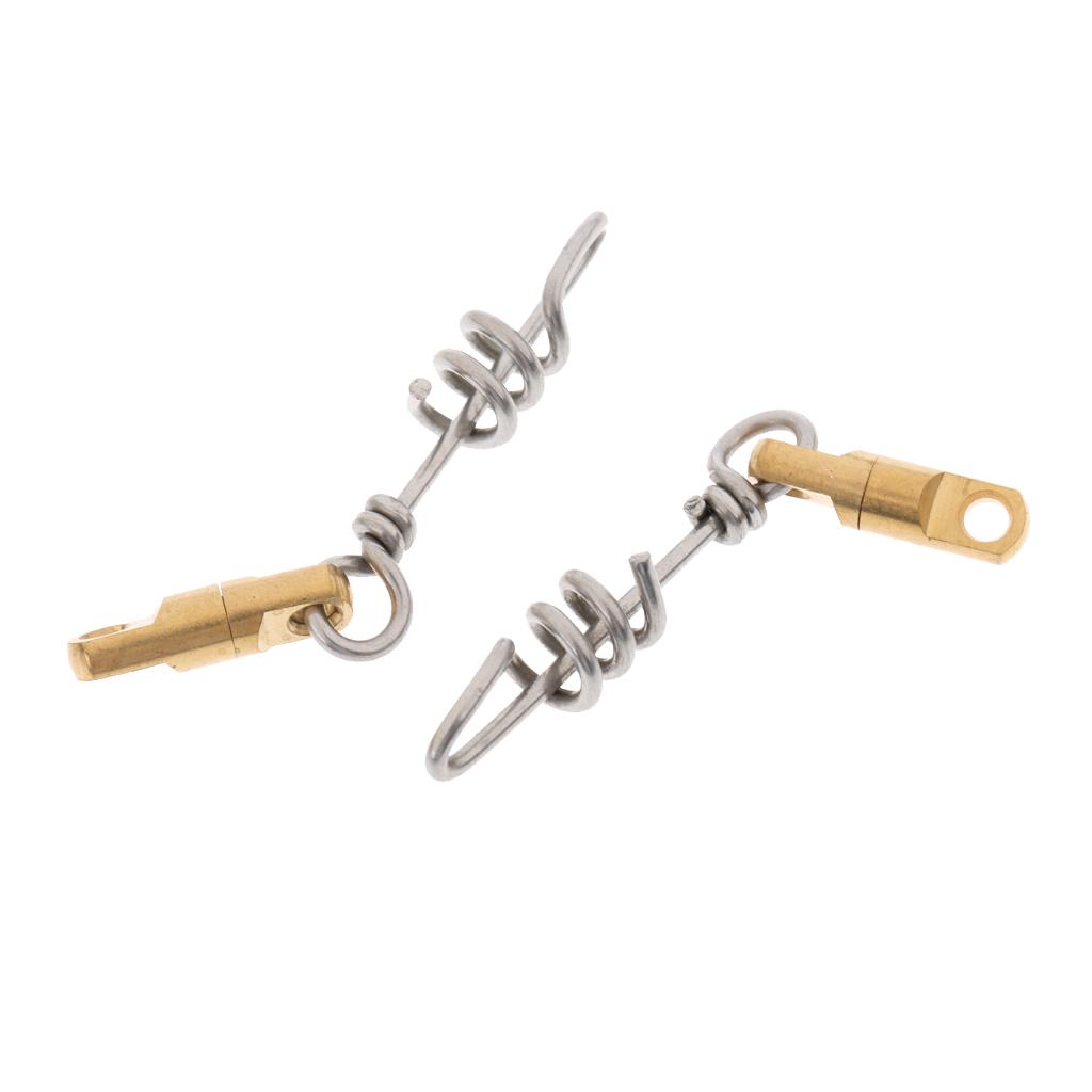 2Pcs Heavy Duty Fishing Ball Bearing Swivels Big Game Quick Change Corkscrew Swivels with Swirl Connector Carp Fishing Tackle