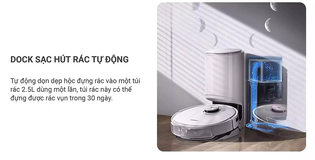 Robot hút bụi lau nhà thông minh Ecovacs Deebot T9 Plus Bản Quốc Tế Dock sạc tự động hút rác từ máy, Có khả năng khử mùi, Lực hút 3000PA, Công nghệ lau rung siêu sạch 480 lần/phút - Hàng Chính Hãng