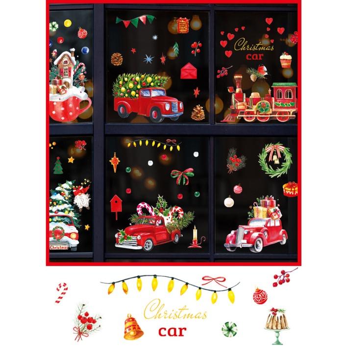 Decal Trang Trí Noel Hai Mặt Hít Tĩnh Điện - XE TẢI QUÀ GIÁNG SINH