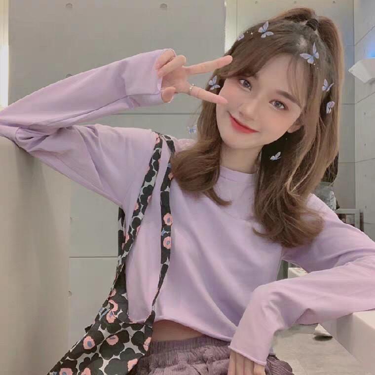 ÁO TAY DÀI CROPTOP FORM RỘNG CÁ TÍNH HÌNH THẬT UP Ở CUỐI