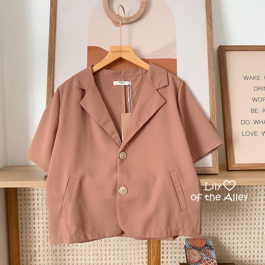 Áo blazer cộc tay túi chéo