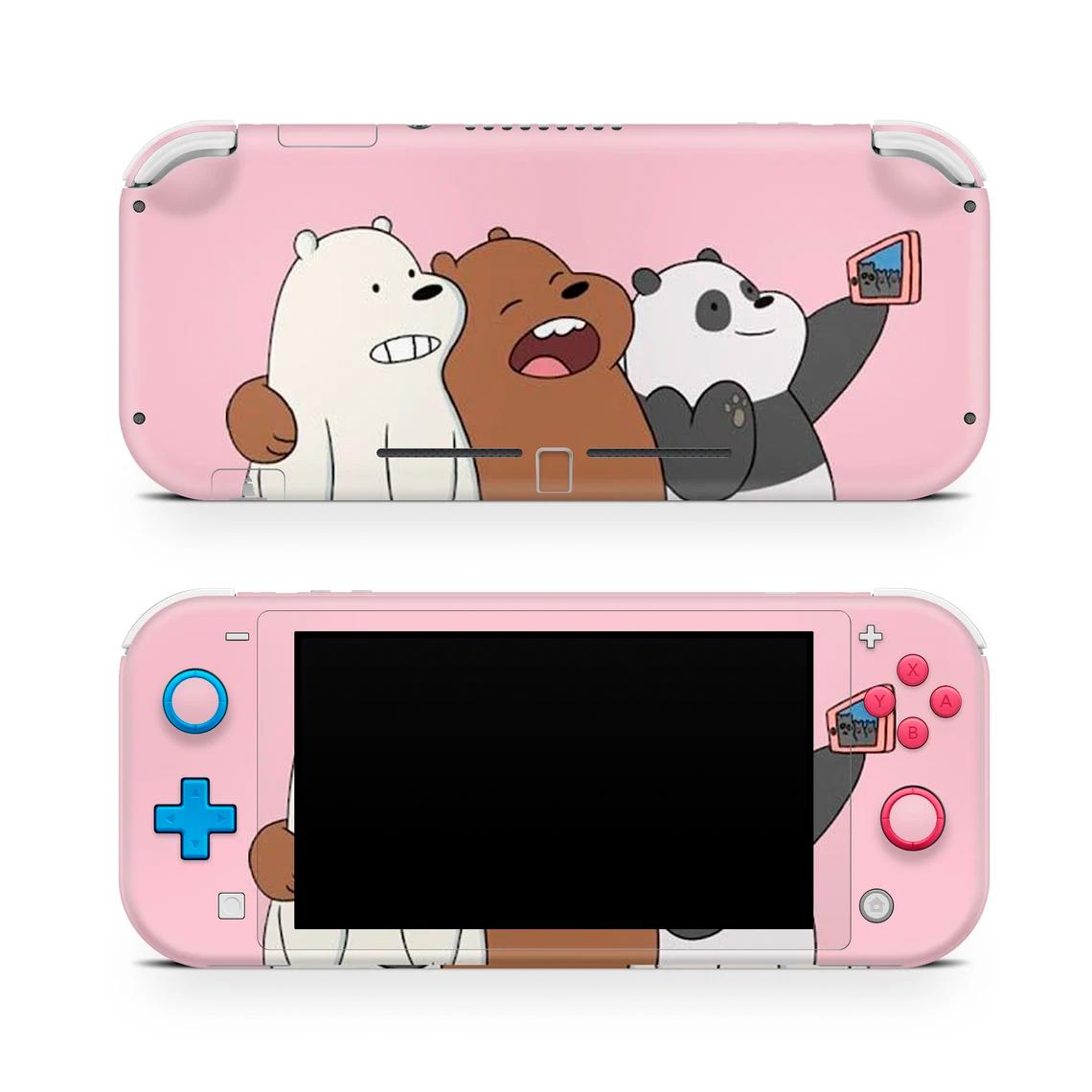 Skin decal dán Nintendo Switch Lite mẫu Pink Bears 2 (dễ dán, đã cắt sẵn)