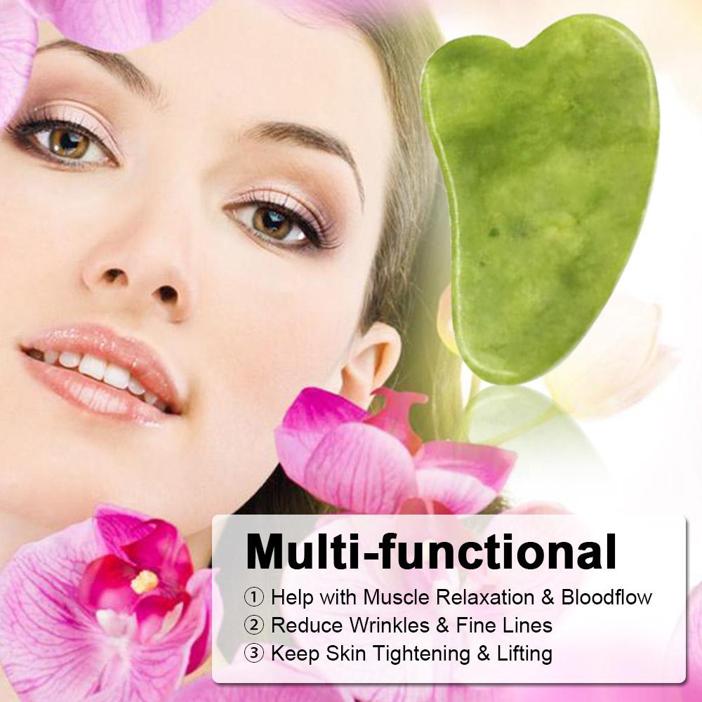 Bộ Đá Ngọc Bích Jade Roll & Gua Sha Scrapers Để Chăm Sóc Da Mặt, Lăn Làm Đẹp Da Mặt, Chống Lão Hóa Mặt, Mắt, Cổ