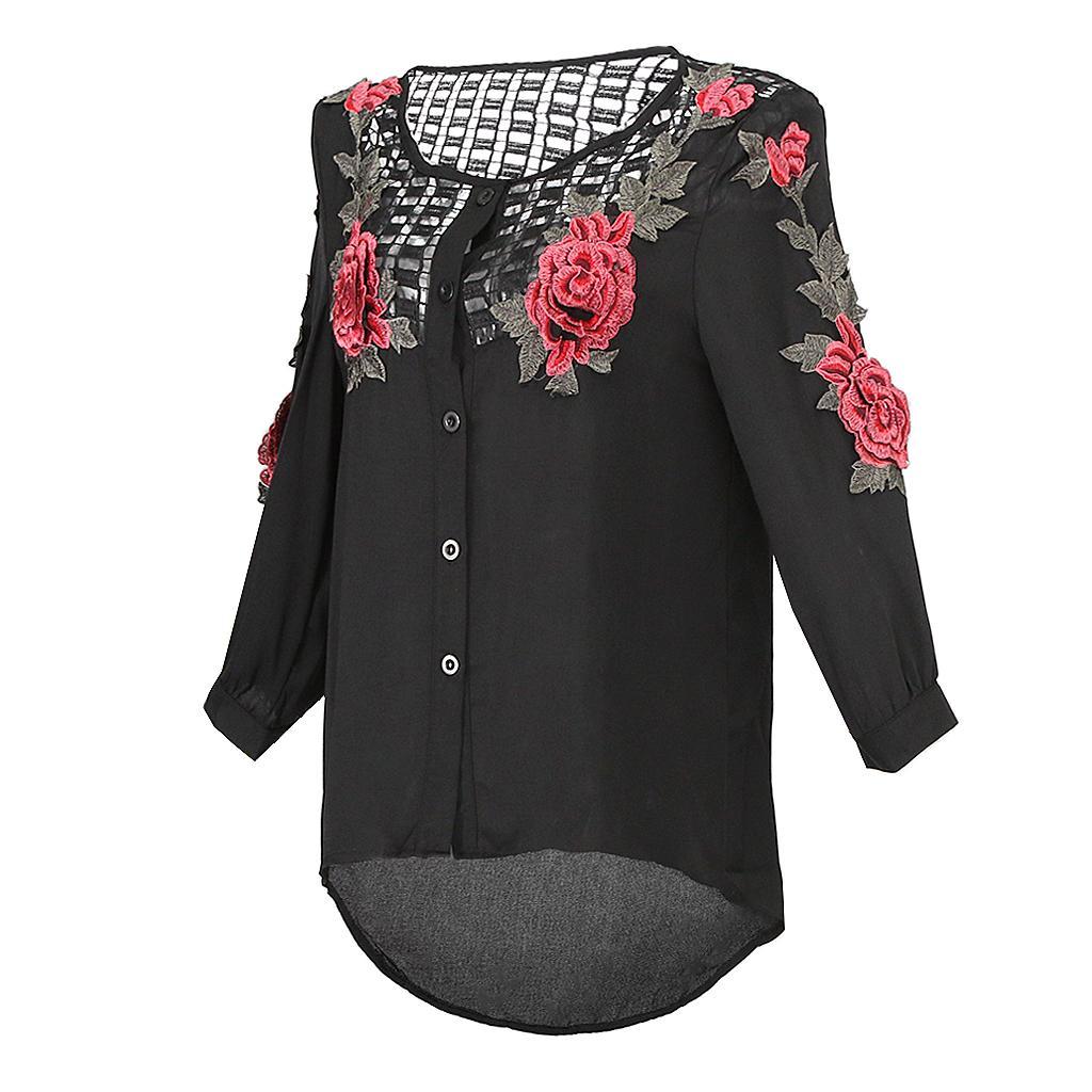 Ladies Women Floral Long Fashion Blouse Casual Sleeve Shirt Print