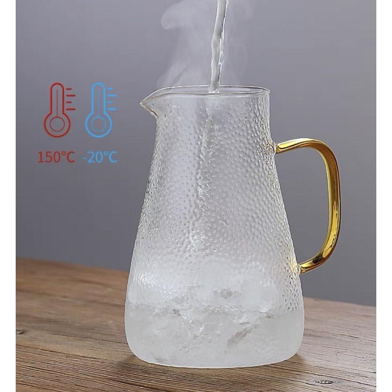 Bình nước thủy tinh chịu nhiệt 400*c sần 1,2 lít và 1,6 lít