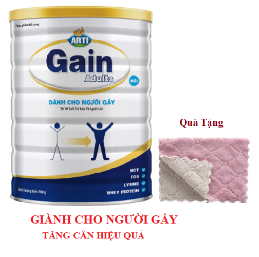 Sữa bột Sữa Arti Gain Adults (900g) dinh dưỡng cho người gầy,chơi thể thao, lao động nặng, suy nhược (10 tuổi trở lên)-Tặng khăn mềm mịn