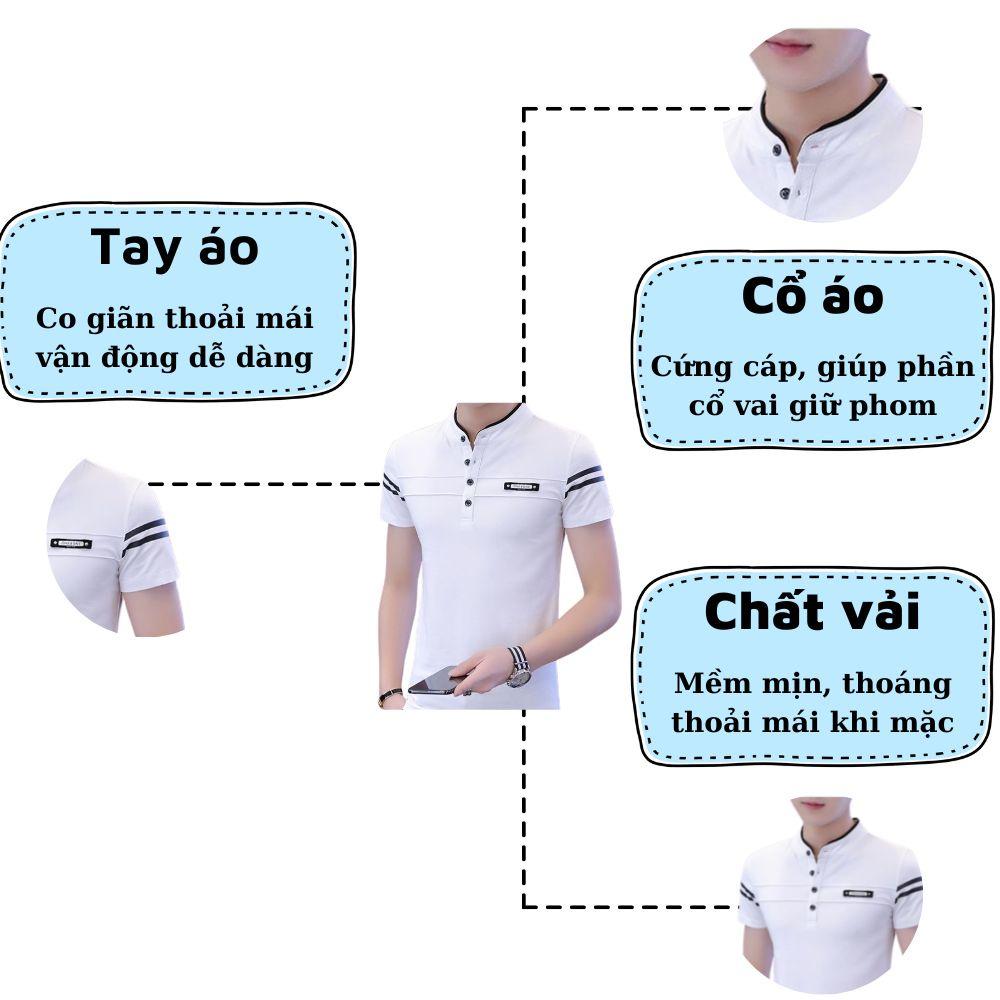 Áo thun nam cổ trụ mềm mại vải chống nhăn thấm mồ hôi co giãn thoải mái Skymen Fashion