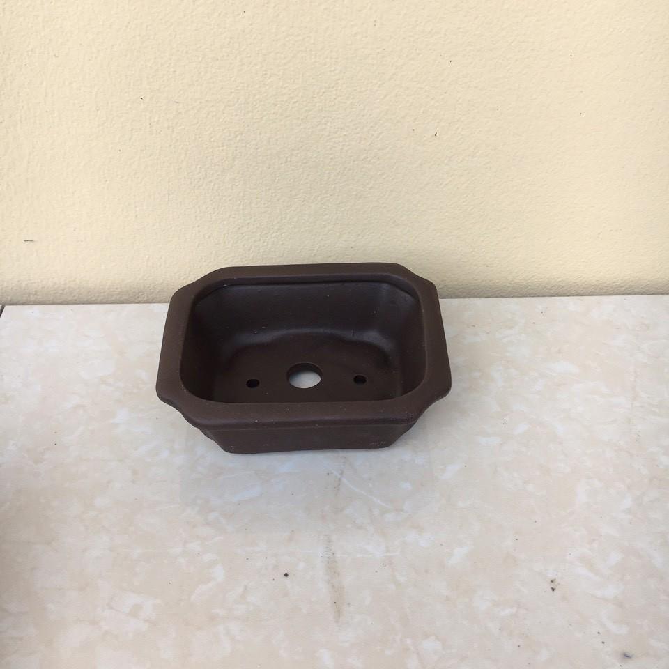 Chậu bonsai Chữ nhật vát mini đất nung gốm Bát tràng 1 size BM-31