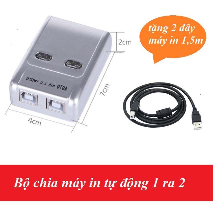 (Tặng 2 dây máy in dài 1,5m ) Bộ chia sẻ máy in tự động 1 ra 2 MT viki