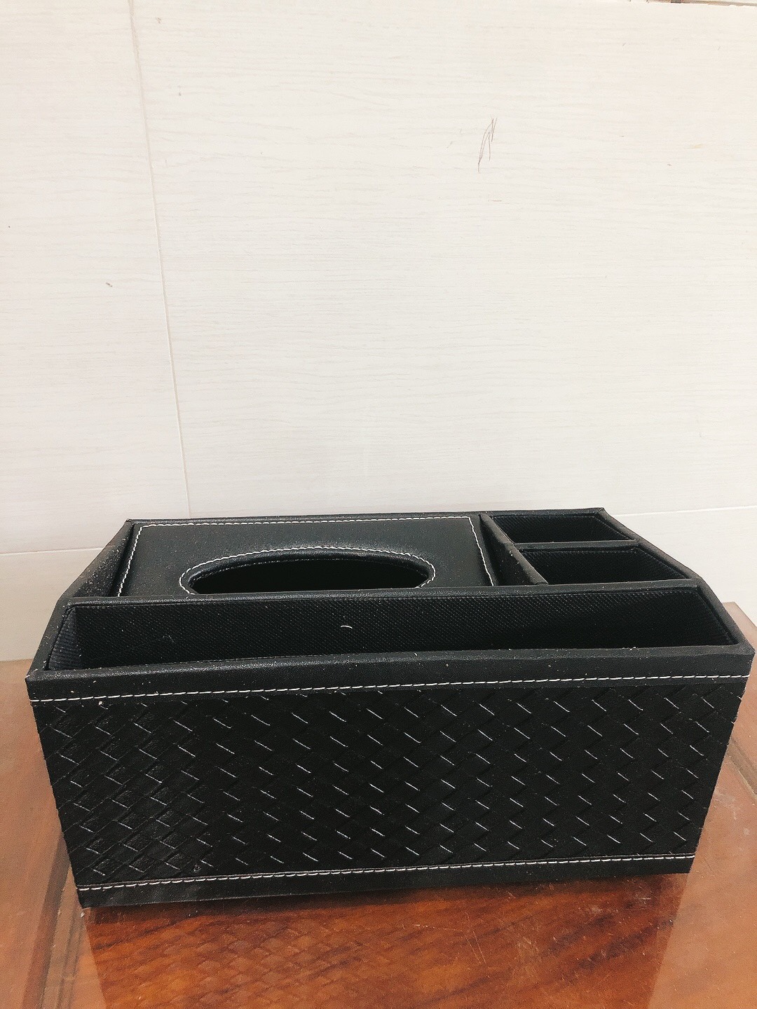 Hộp khăn giấy da màu đen cao cấp, sang trọng 24x10x15cm - Hàng chính hãng