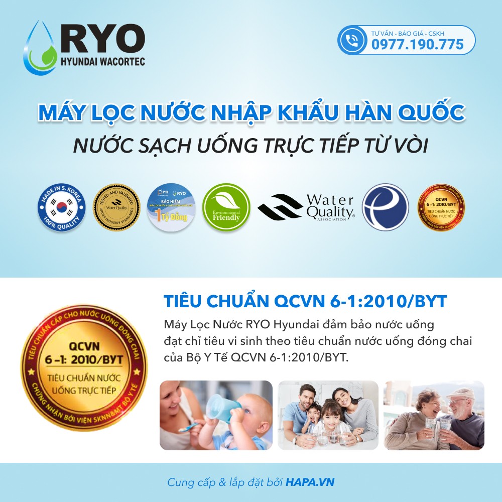 Máy Lọc Nước Nóng Lạnh Để Bàn RYO Hyundai PGP1000 Cao Cấp, Công Nghệ UF 4 Cấp Lọc - Nhập Khẩu Hàn Quốc, Hàng Chính Hãng