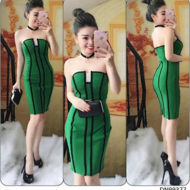 Đầm cúp phối màu cá tính