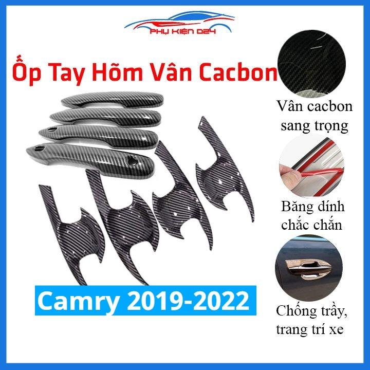 Ốp tay hõm Camry 2019-2020-2021-2022 vân carbon, mạ crom chống trầy bảo vệ cửa xe ô tô
