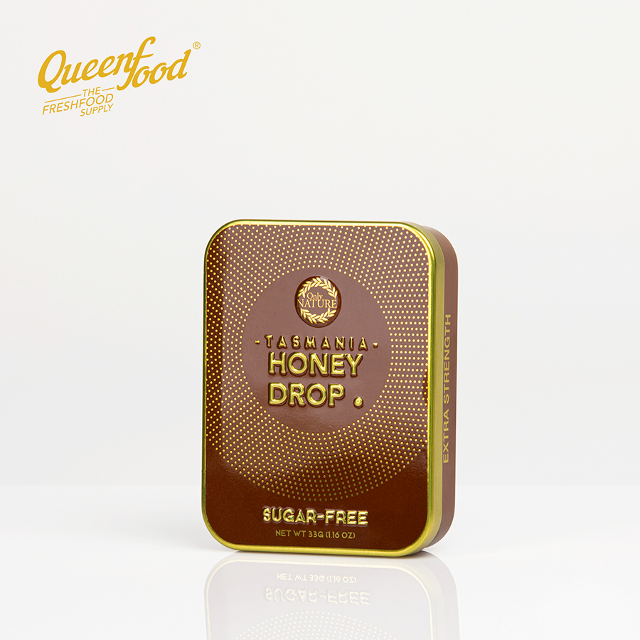 Kẹo Sả Nhân Mật Ong Queenfood Honey Drop Leatherwood Không Đường 33gr Hộp 10 viên