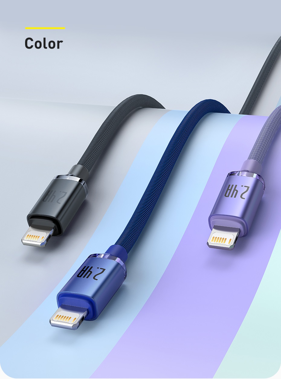 Cáp sạc nhanh và truyền dữ liệu Ba-se-us Crystal Shine Series Fast Charging Data Cable USB to iP 2.4A - Hàng chính hãng