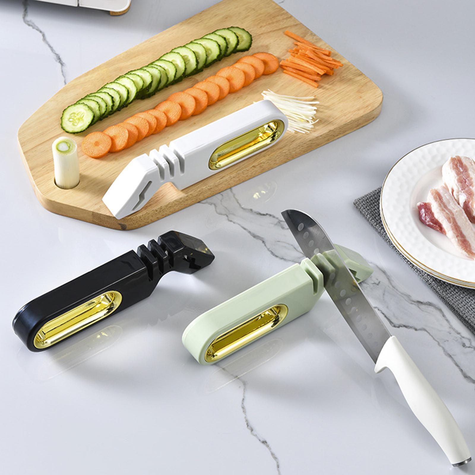 4 in 1 Knife Sharpener with Scissors Sharpening, Premium Polish Blades, Kitchen Knife Sharpener for Ceramic and Steel Knives, Scissors