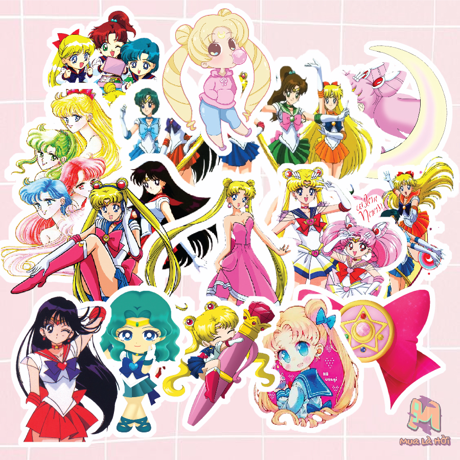 Miếng dán Stickers chủ đề Thuỳ thủ mặt trăng