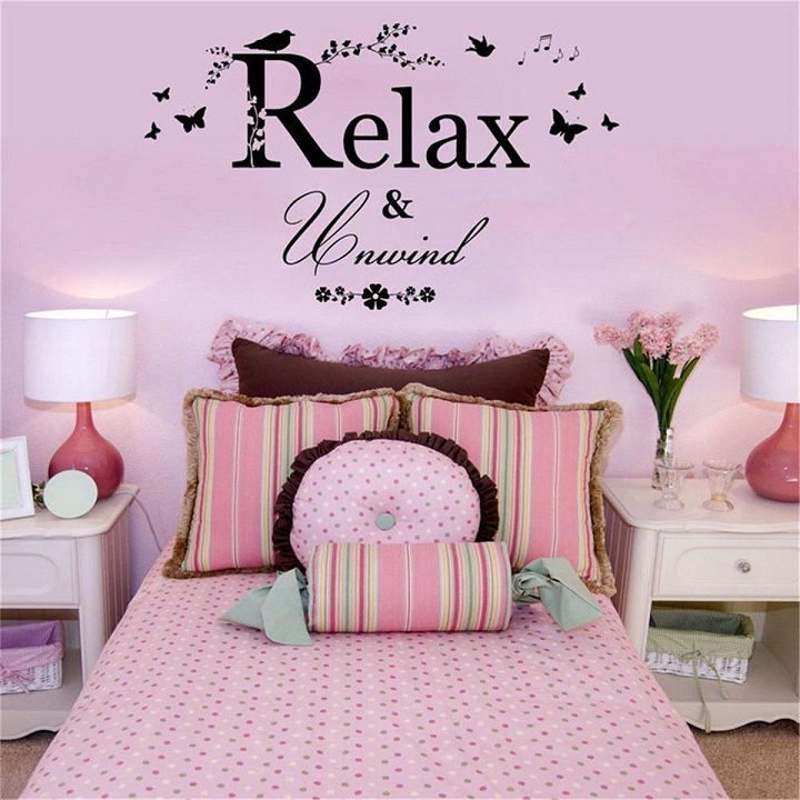 Decal dán tường chữ relax and unwind truyền năng lượng tích cực