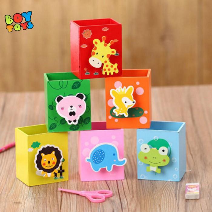 Hộp bút gỗ hình động vật bắt mắt cho bàn học ngăn nắp hơn mỗi ngày cho bé
