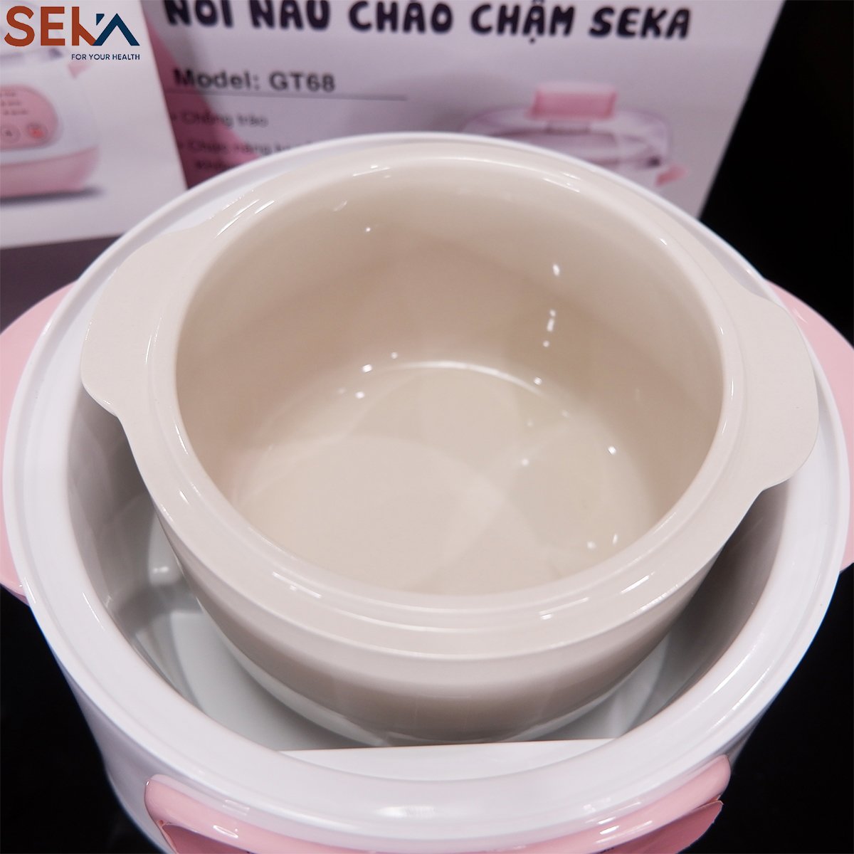 Nồi Nấu Cháo Chậm Cho Bé Ăn Dặm SEKA GT68 - Nồi Hầm Cháo, Kho Cá Chậm, Hầm Cách Thủy, Ninh Cháo Cho Bé 4 In 1 - Hàng chính hãng