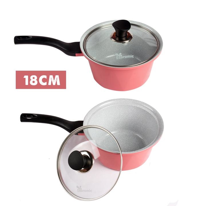 Nồi đá Ecoramic 18cm cao cấp chống dính ceramic siêu bền – có tay cầm (18 Sauce pan_IH)