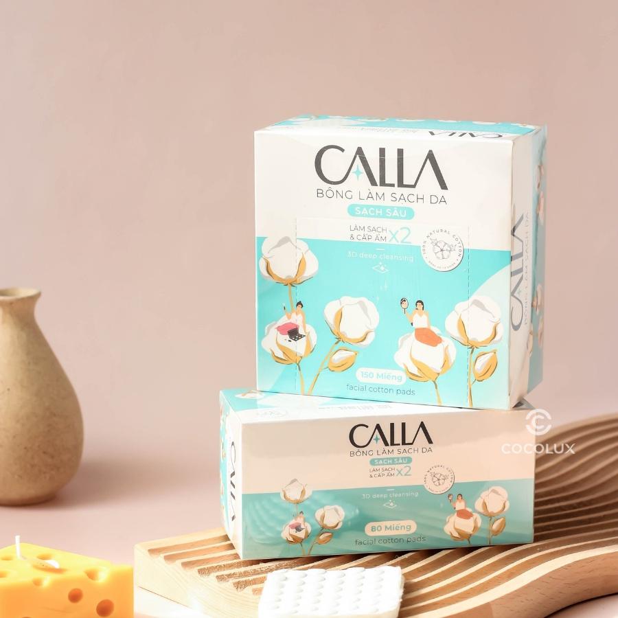 Bông tẩy trang làm sạch da Calla Sạch Sâu (80 miếng/hộp