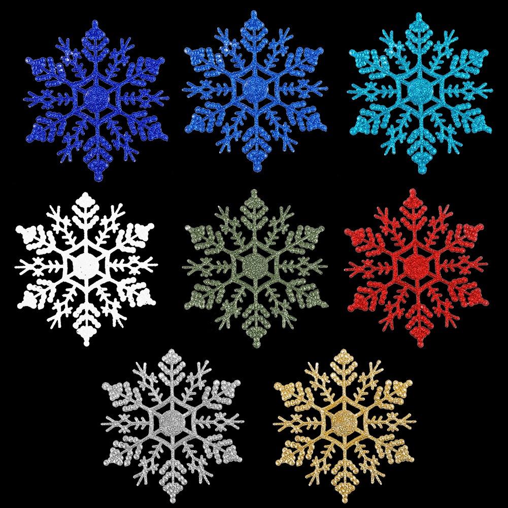 12Pcs New Glitter Snowflake Christmas Ornaments Xmas Tree Hanging Decoration HB