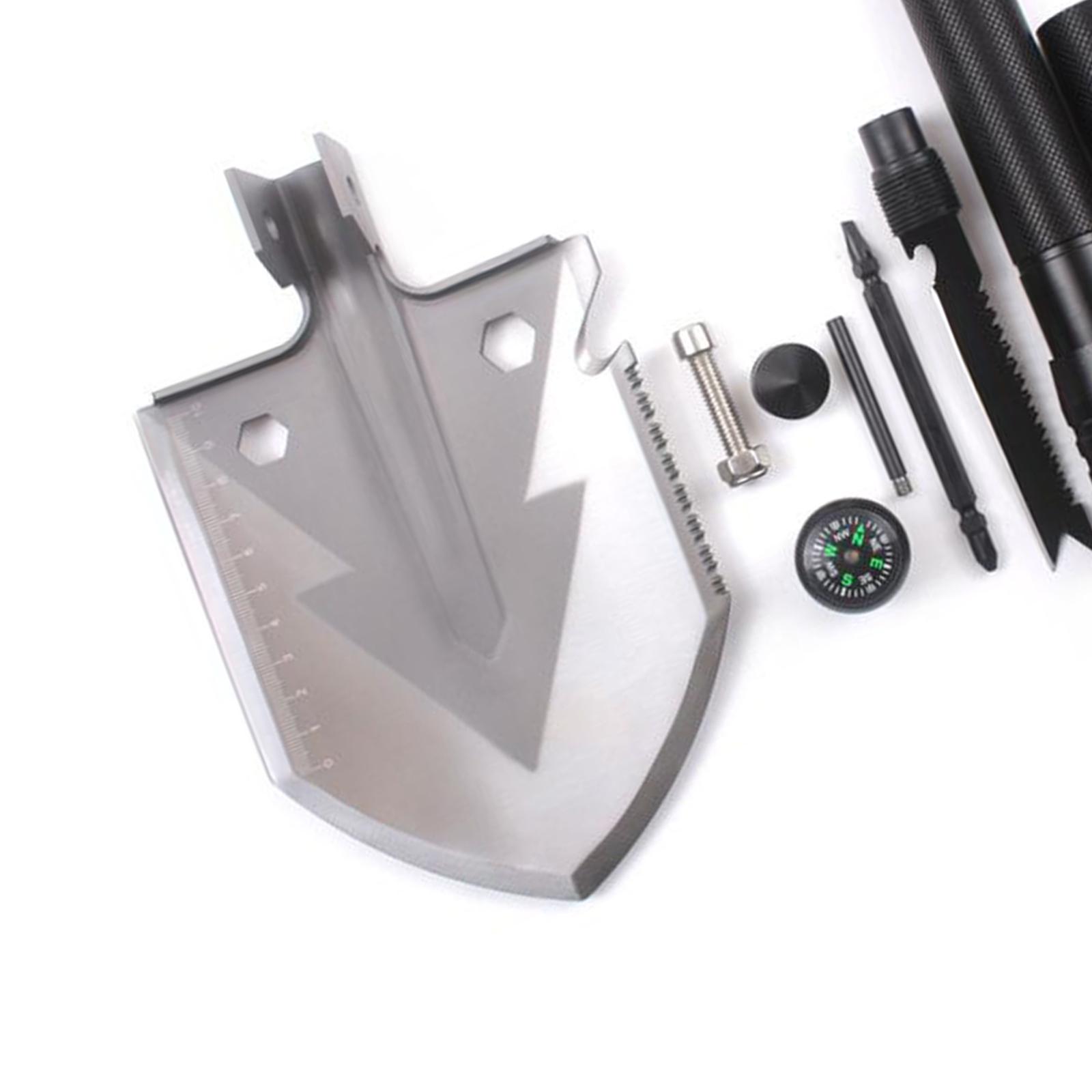 Military Folding Camping Shovel High Carbon Steel Protable Spade Entrenching Tool Extension Handle Shovel with Storage Pouch for Outdoor Camping