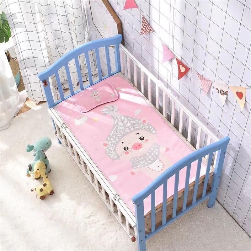 (Loại 1) Chiếu Lụa Điều Hoà Kèm Gối Cho Bé 60x120cm