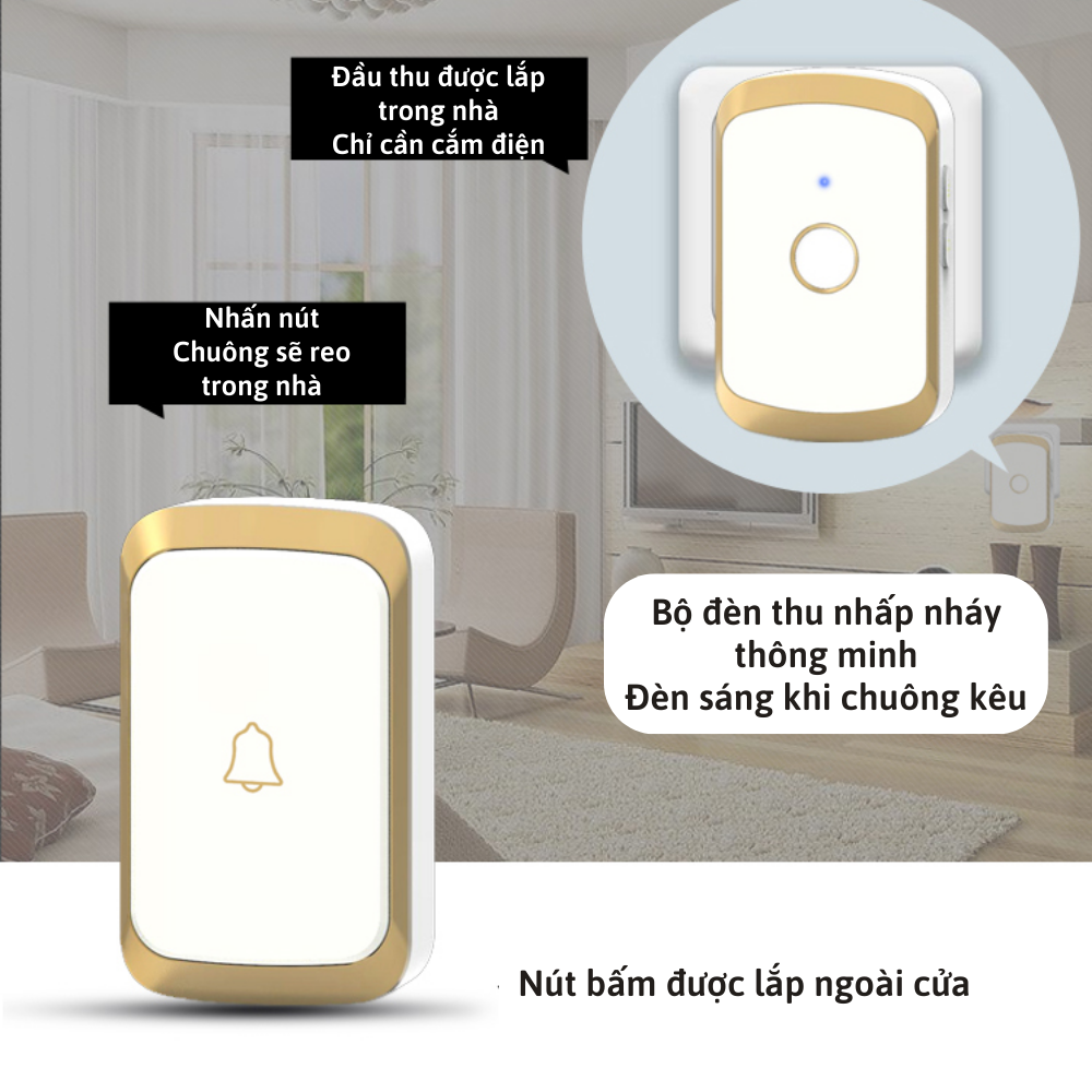 Chuông cửa không dây thông minh CTFAST CAZI - 01, chống nước, khoảng cách sử dụng hiệu quả 300 mét, 36 bài nhạc chuông - hàng chính hãng