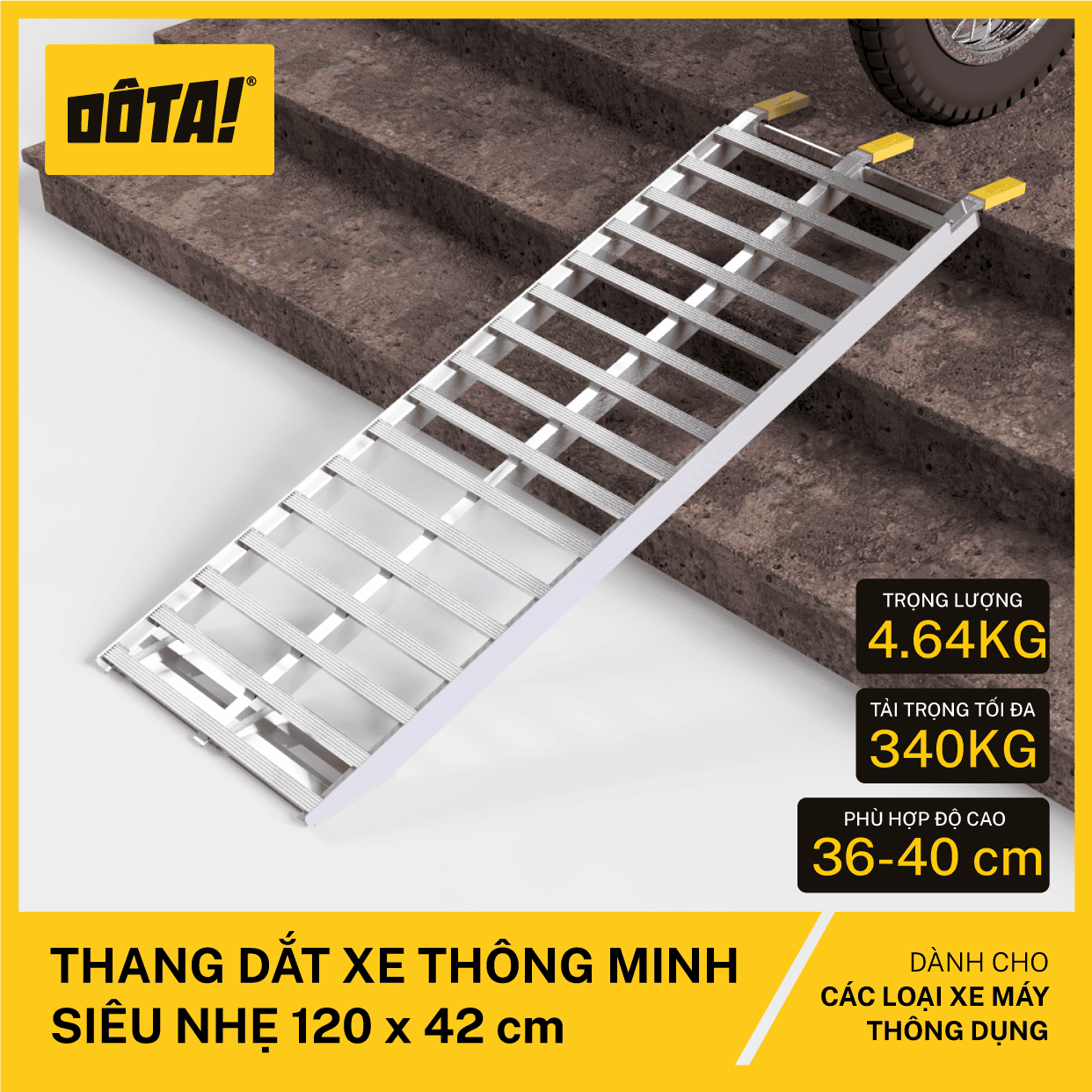 DÔTA Thang Dắt Xe Máy Thông Minh Siêu Nhẹ (cho thềm cao từ 6.5 đến 40 cm)