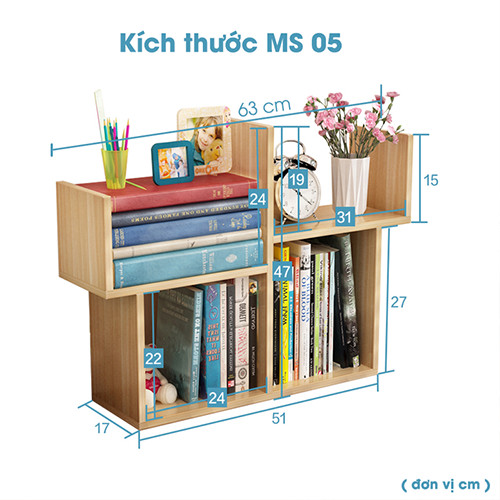 Giá sách mini để bàn lắp ghép tiện dụng MS 05