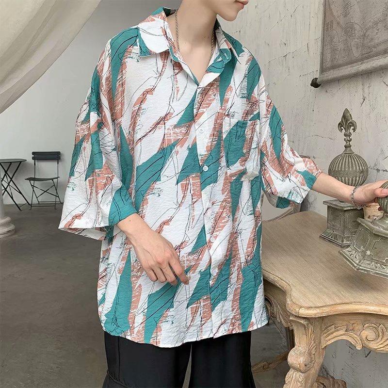 Áo Sơ Mi Ngắn Tay Form Rộng In Họa Tiết Thời Trang Dành Cho Nam