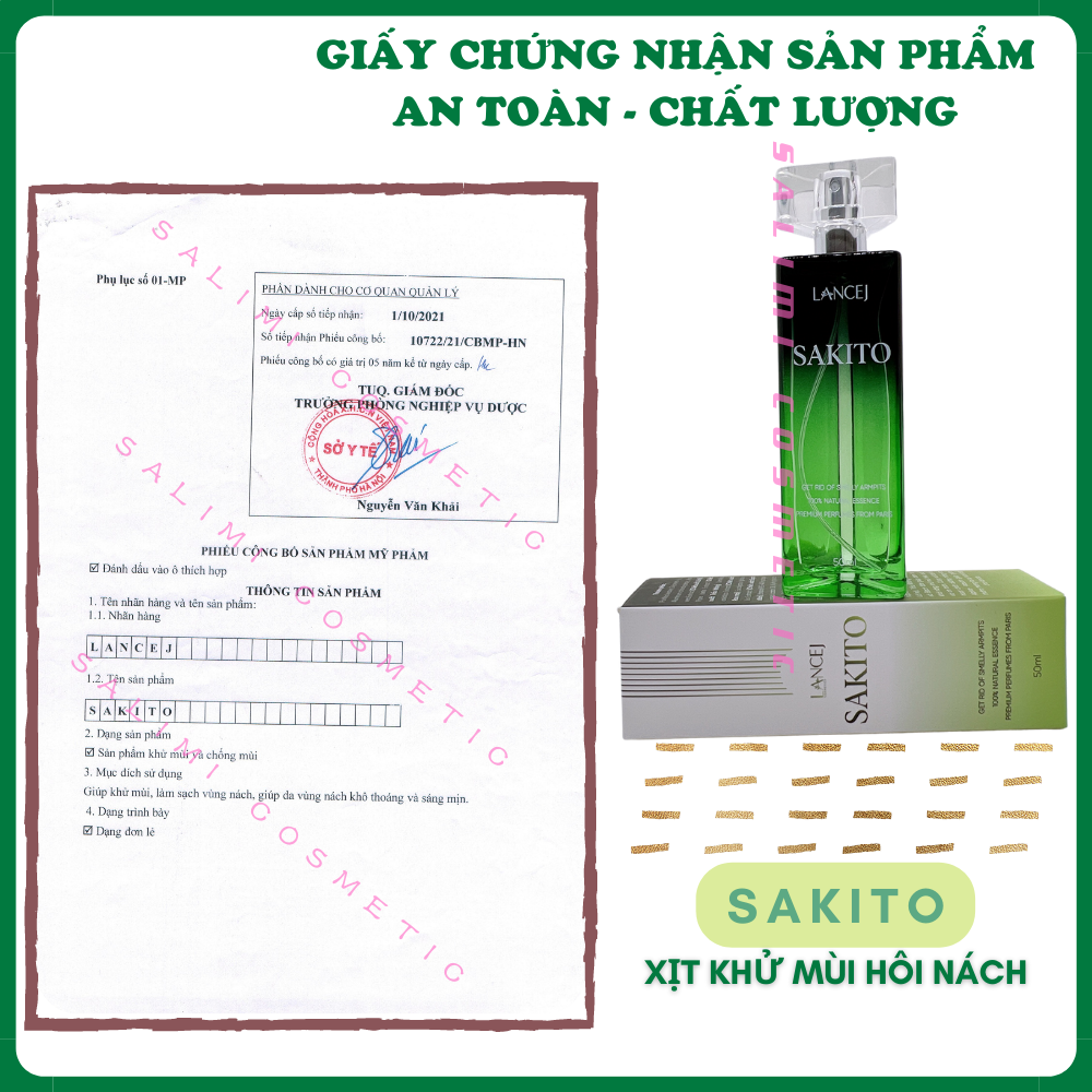 Xịt Khử Mùi Hôi Nách SAKITO LANCEJ - Khử Mùi Hôi Nách, Hôi Chân, Thâm Nách, Ra Mồ Hôi Nách - Thành Phần Từ Thiên Nhiên | Dung Tích 50ml - HÀNG CHÍNH HÃNG