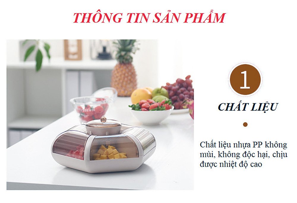 Khay Đựng Mứt Tết Bằng Nhựa Xoay ABG Cao Cấp - Khay Dung Mut Tet, Dùng Để Đựng Bánh, Kẹo, Mứt, Thiết Kế 6 Cánh Hình Hoa Sen Gọn Gàng , Đẹp Mắt ,Model Mới Nhất  - Hàng Chính Hãng.