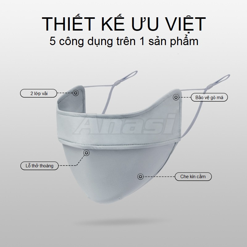 Khẩu trang vải chống nắng trẻ em Anasi CD48 | Thun lụa mỏng thoáng