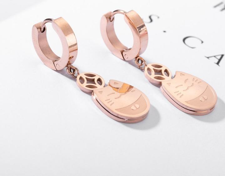 Bông Tai Tòn Ten Mèo May Mắn Titan Ko Đen TT 1530