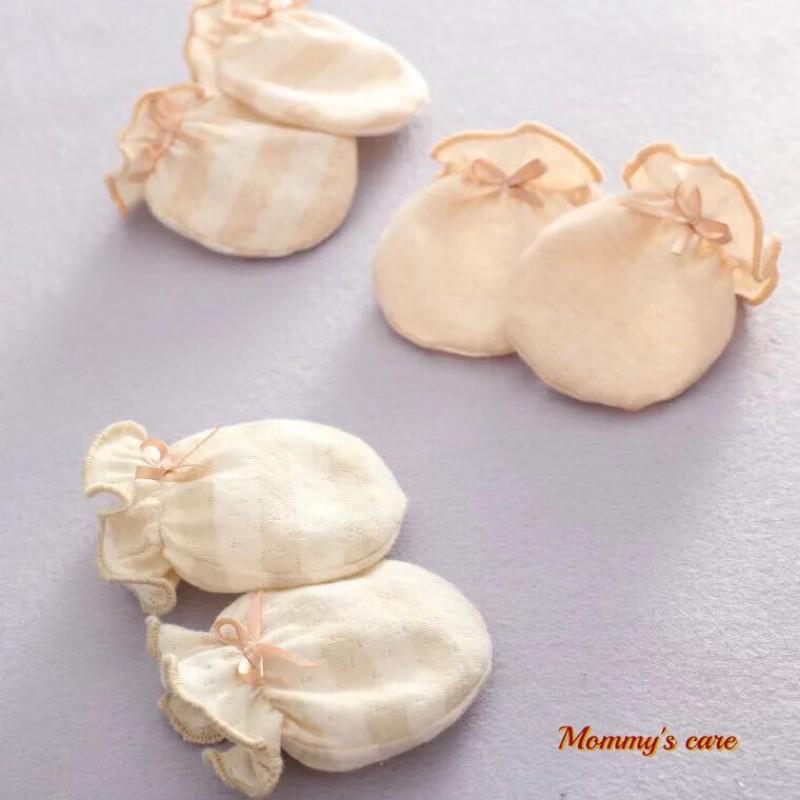 Bao tay sơ sinh 100% COTTON HỮU CƠ TỰ NHIÊN không chất tẩy nhuộm an toàn cho bé