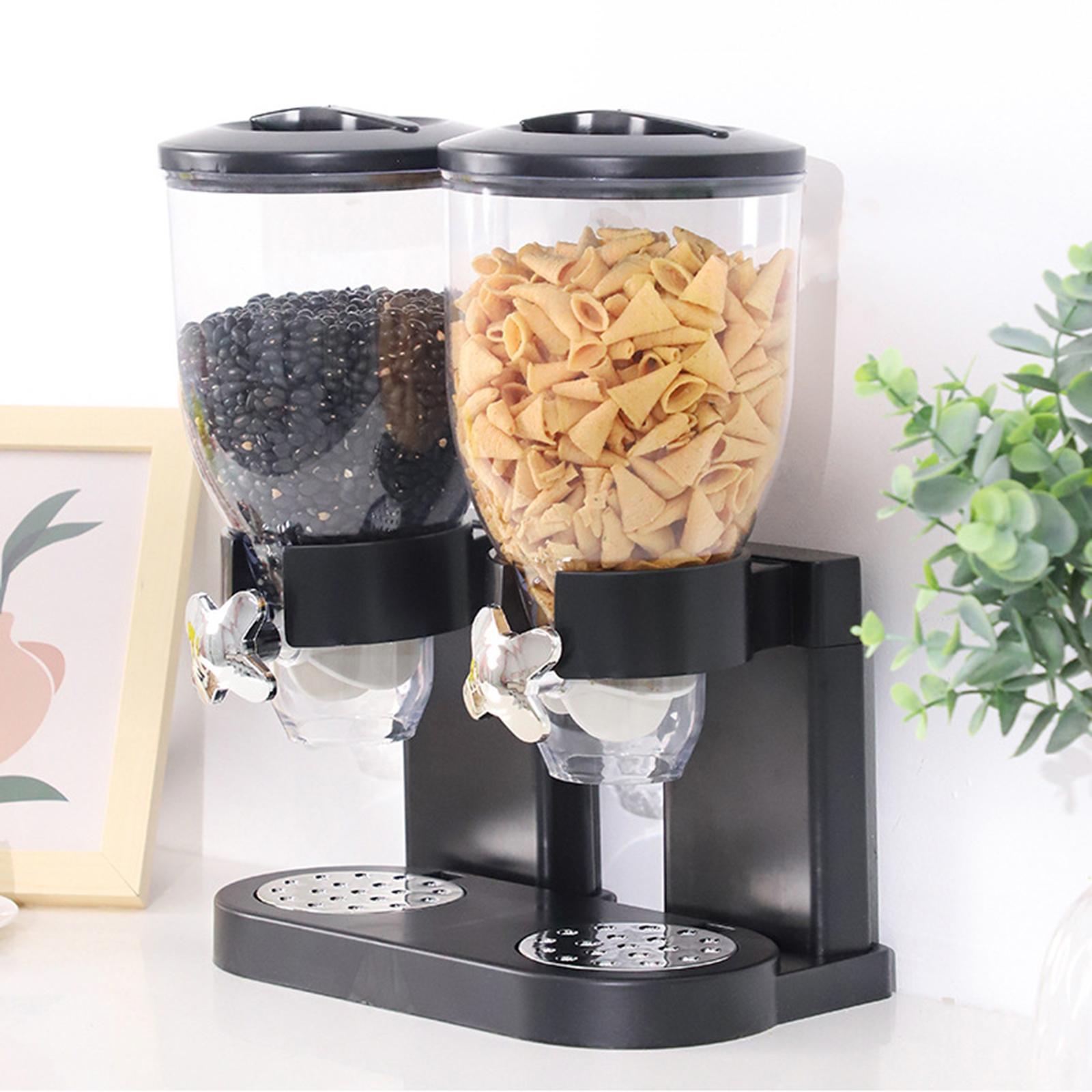 Cereal Dispenser Countertop, 5L Large Grain Dispenser, Dry Food Dispenser Container with Dual Control, Candy Dispenser for Store Coffee Beans, Nut
