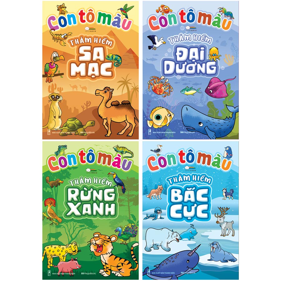 Combo 4 Cuốn Con Tô Màu Thám Hiểm (Đại Dương - Rừng Xanh - Sa Mạc - Bắc Cực) -MEGA